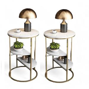 Table d'appoint décorative moderne pour maison et bureau fabriquée à la main en métal doré classique avec finition en marbre Utilisation polyvalente - Product Image 5