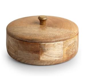 Dernière conception boîte à chapati en bois forme ronde 100% bonne qualité produit fait à la main maison table à manger boîte chapati avec logo - Product Image 3