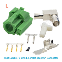 Connecteur HSD LVDS 4+2 6 broches Code A/B/D/H/L/Z, Jack femelle à angle droit 90° en laiton 100 Ohm pour câble Dacar 535 4 cœurs