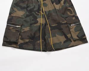 Pantalones cortos de camuflaje lavados multibolsillos bolsillos de acordeón de gran tamaño para hombre - Product Image 4