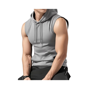 Camiseta sin mangas de verano para hombre, Sudadera con capucha granate de ajuste regular de estilo Atlético clásico para gimnasio al aire libre de talla grande - Product Image 1