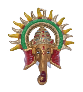 Statue murale en métal Ganesha au design moderne, rayons, décoration murale/porte pour mariage, anniversaire, Diwali, festivités, Mandir - Product Image 1