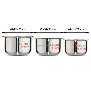 Juego de Ollas Clásicas de Acero Inoxidable Ecológicas de 3 Piezas, Aptas para Gas e Inducción, con Tapa (Tamaños 2L, 2.5L, 3L) - Product Image 3