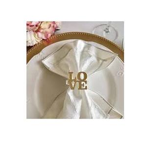 Anneau de serviette en tôle ronde simple en acier inoxydable argenté avec accessoire métallique décoratif royal au design de feuille unique - Product Image 3