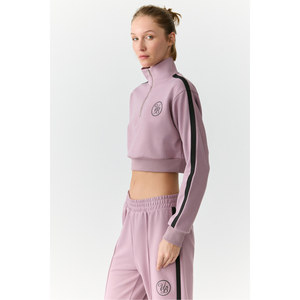 Urban Beat HELENA Sweat-shirt court à col montant et fermeture éclair pour femme avec petit motif imprimé - Product Image 3