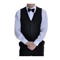 Tenues d'uniformes de serveur unisexes durables en satin de coton à manches longues avec fermeture boutonnée, confortables, chemises et pantalons pour le personnel de restaurant et de bar