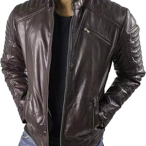 Chaqueta de cuero deportiva 2025 con cuello para hombre, chaqueta de bombardero de piloto para hombre, envío DDP - Product Image 1