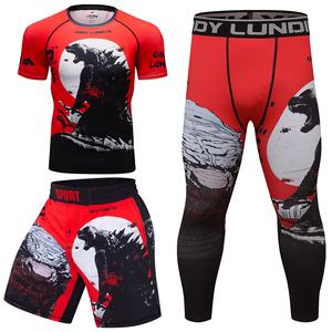 E Custom Printed <b>Mens</b> <b>Long</b> Sleeve BJJ MMA Rash Guard <b>Mens</b> Compression Tights T Shirt+leggings+<b>shorts</b> Set - Product Image 3