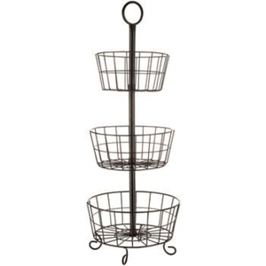 New Decorative Iron Wire Fruits <b>Baskets</b> <b>With</b> Handle 3 Tier Round Shape <b>Black</b> Finished Large Tabletop <b>Storage</b> <b>Basket</b> - Product Image 4