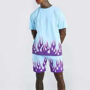 2025 High Quality 100% Cotton Unisex Tracksuits Set Custom logo Printing t <b>Shirt</b> and Shorts Summer Set Clothes for <b>Men</b> 2025 - Product Image 1