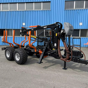 Remorque forestière avec grue hydraulique et grappin à bois, machine mobile de levage de billes de bois, équipement de manutention de bois sur chenilles - Product Image 1