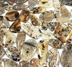 Lot en gros de cabochons d'agate naturelle de Montana, cristal de guérison, quartz en vrac, pierres précieuses non montées, bleu jaune, plat, formes variées, mélange - Product Image 1