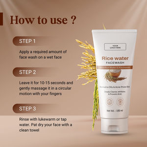 Gel nettoyant pour le visage à l'eau de riz, nettoie en profondeur, hydrate, éclaircit, illumine la peau, favorise l'anti-âge, apaise et calme tous les types de peau - Product Image 3