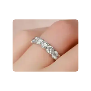 แหวนเพชรสีขาววงแหวนแต่งงานเพชรกลมทำจากทองคำขาว14 KT สำหรับแหวนหมั้นหญิง - Product Image 5