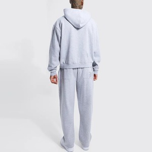 Personalizado 100% algodón de los hombres de alta calidad pantalones de chándal holgados Sudadera con capucha conjunto de gran tamaño pesado apilado chándal diseño en blanco - Product Image 2