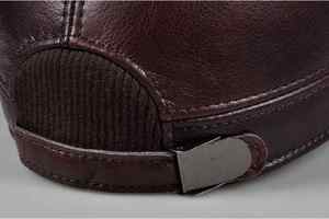 หมวกเบสบอลหนังยูนิเซ็กซ์กันน้ำสีดำสำหรับผู้ชายปรับโครงสร้างได้หมวกเบสบอลคลาสสิก PU สำหรับฤดูหนาว - Product Image 5