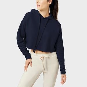 Services OEM couleur unie OEM ODM professionnel femmes nouveau Design à capuche logo personnalisé impression haut court sweats à capuche femmes 2025 - Product Image 2