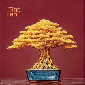 Arbre bonsaï en or miniature fabriqué à la main | Taille 1 | Symbole de prospérité et de bonne fortune | Décor Feng Shui élégant | Prêt à expédier - Product Image 2