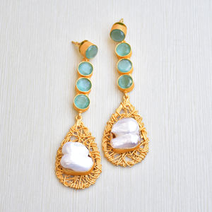 Pendientes de Latón al por Mayor, Diseño Boho Chic con Perlas Hechas a Mano, Textura Mate de Latón Semiprecioso, Listos para Venta B2B Premium - Product Image 5