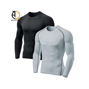 Rashguards pour hommes de couleur gris uni, fabriqués en élasthanne/polyester, en gros - Product Image 1
