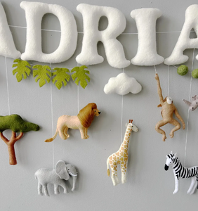 Pancarta con Nombre Personalizado, Guirnalda <span class=keywords><strong>de</strong></span> Fieltro, Cartel <span class=keywords><strong>de</strong></span> Cumpleaños, Decoración <span class=keywords><strong>de</strong></span> Pared, <span class=keywords><strong>Safari</strong></span>, Guardería, Jungla - Product Image 5