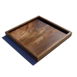 Wooden Dark Brown Serving Tray With Handle for Home Handmade Rectangle Shape Acacia Wood Tray for Kitchenware & Tableware - Product Image 4