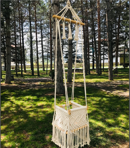 <b>hammock</b> for baby boho dekor ceilling hanging swing OUTDOOR HANDMADE COTTON TWISTED BABY SWING - Product Image 2