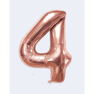 Globo de Número 4 en Oro Rosa de 80 cm, Decoración de Fiesta con Lámina Metálica - Product Image 1