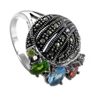 Anillo de Plata de Ley 925 con Marcasita para Mujer, Elegante Accesorio de Joyería - Product Image 2