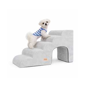 [AllmioPet] Escalones para Mascotas Estilo Cueva de Tela Suave, 5 Escalones, Gris, AMP C5 GR, 3 en 1, Escalera Interior para Perros y Gatos, para Sofá, Cama y Muebles - Product Image 3