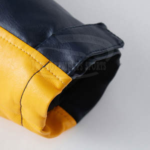 Veste de moto en cuir de couleur contrastée, légère, avec fermeture éclair complète, vestes de moto en cuir pour hommes - Product Image 5