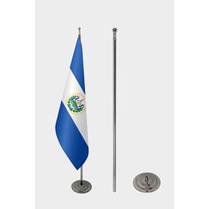 Drapeau officiel d'El Salvador pour intérieur, avec logo personnalisé imprimé sur soie, aluminium, plastique et polyester durable, peint numériquement - Product Image 2