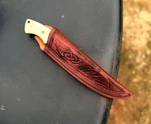 Couteau de chasse Damas fait main avec lame fixe en os de chameau, couteau viking pour le camping en plein air, bushcraft, avec personnalisation OEM - Product Image 4