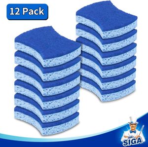 Éponge à récurer en cellulose anti-rayures MR.SIGA, éponge à vaisselle double face, lot de 12 - Product Image 3