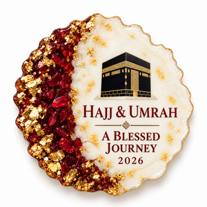 Personalized Hajj Umrah Epoxy Resin Fridge Magnet <b>Islamic</b> Pilgrimage Souvenir Custom Name Date <b>Gift</b> Six Colors for Family Guests - Product Image 3
