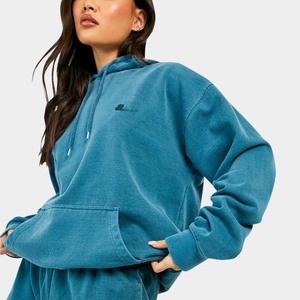 Chándal de algodón de calidad para mujer, ropa informal, ropa de calle de gran tamaño, chándal lavado con ácido y hombros caídos - Product Image 3