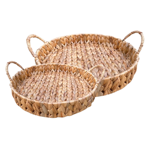 Plateau de jacinthe d'eau rustique panier de rangement de fruits servant des boissons collations décor à la maison panier de service de fruits écologique - Product Image 1