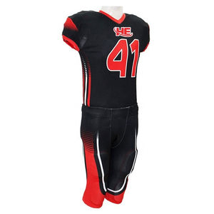 Sublimación personalizada Ropa deportiva para hombres Uniforme de fútbol americano con manga corta Diseño de otoño Estampado en camiseta y pantalones - Product Image 1