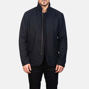 Winter Thomas Black Reversible <b>Smart</b> Casual Wool Zippered <b>Jacket</b>-XS Size Leather Embroidered Vintage/Streetwear Pattern - Product Image 1