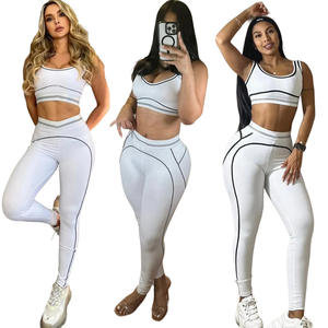 Conjunto de Dos Piezas de Diseño de Lujo para Mujer, Top Deportivo de Yoga, Sujetador Deportivo, Leggings de Cintura Alta, Ropa Deportiva Elástica para Gimnasio - Product Image 4