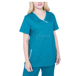 2026 Latest Arrival Women’s Stylish Medical <b>Scrubs</b> Knitted Fabric Nursing Uniform Comfortable Hospital <b>Scrub</b> <b>Set</b> OEM Wholesale - Product Image 2