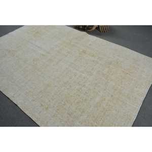 พรมตุรกีขนาดใหญ่ 6.1x9.2 ฟุต สีขาวน้ำเงิน พรมขนสัตว์สีพื้น - Product Image 4