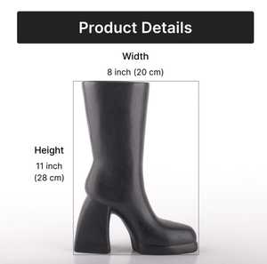 Vase moderne en forme de botte |   Jardinière ou objet décoratif en céramique noire à talon haut |   Vase unique en forme de botte moderne à motifs floraux - Product Image 4