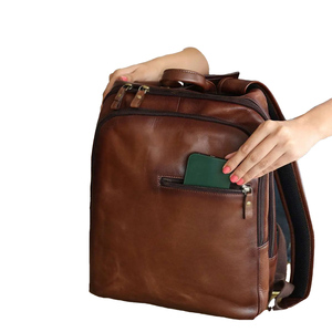 Sac à dos pour ordinateur portable de grande capacité pour hommes d'affaires décontracté personnalisé luxe souple en cuir véritable PU de haute qualité étanche - Product Image 5