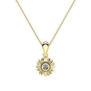 Colgante de diamante de girasol, joyería nupcial inspirada en la naturaleza, cadena de eslabones, piedra de moissanita de acero inoxidable, regalo de aniversario perfecto - Product Image 1