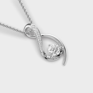 IGI Certified Lab Grown Round Diamond Twist <b>Infinity</b> Pendant with Solitaire & Pave Set Diamonds in 9K Yellow/<b>Rose</b> & White Gold - Product Image 3