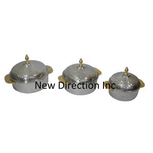 Set Of 3 High Standard Quality Custom Made Decorative Stainless Steel Newest Design Casseroles Serving Hot Pot - Product Image 1