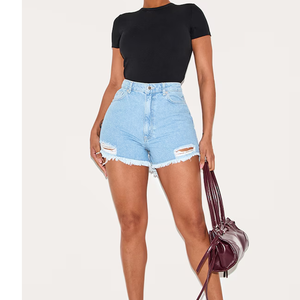 Pantalones cortos de mezclilla para mujer de etiqueta privada Precio asequible Pantalones cortos de mezclilla para mujer más vendidos - Product Image 4