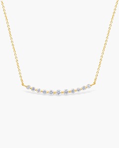 Collar con Barra Curva de Diamantes Flotantes, 0.59 Ct, Diamante Natural Color G-H, Claridad VS, Oro Sólido de 14K, Estilo de Alta Calidad - Product Image 1