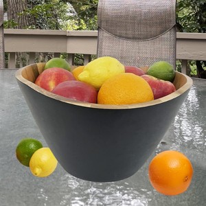 Acacia Wood <b>Salad</b> <b>Bowl</b> with Serving Set Large Wooden <b>Salad</b> <b>Bowl</b> with <b>Servers</b> Modern Black <b>Salad</b> <b>Bowl</b> with Wooden Utensils - Product Image 4